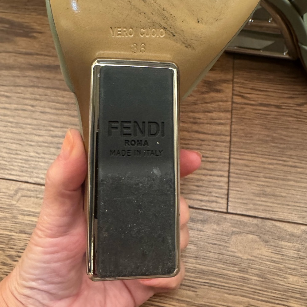 Fendi Green Slingback Heels with Silver Accents - Picture 8 of 9